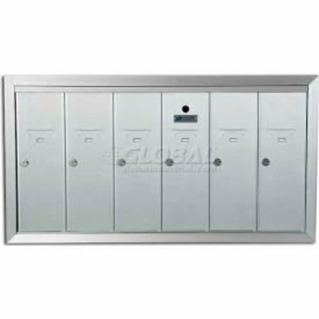 FLORENCE MFG CO Recessed Vertical 1250 Series, 6 Door Mailbox, Anodized Aluminum 1250-6HA